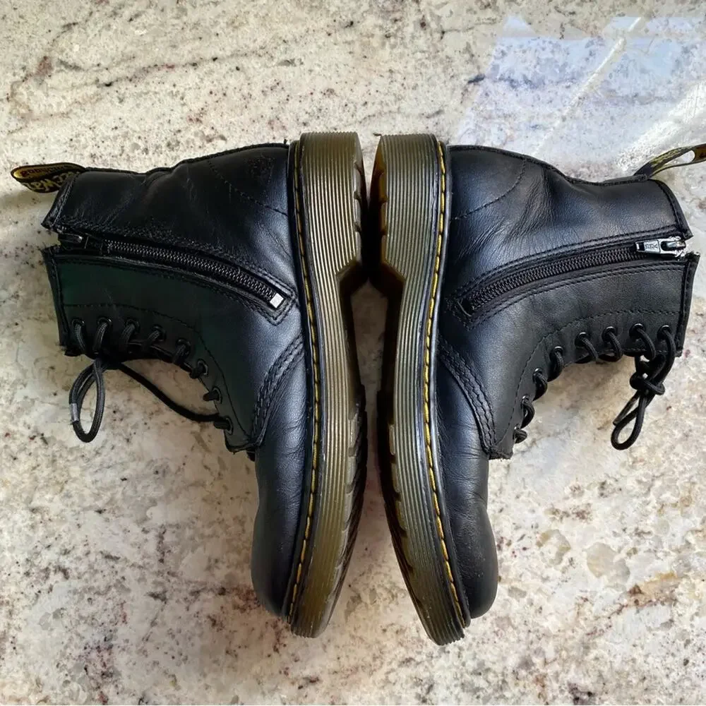 Doc Dr Martens Jr $85 1460 Softy T Leather Lace Up Boots (Zip Side) 2